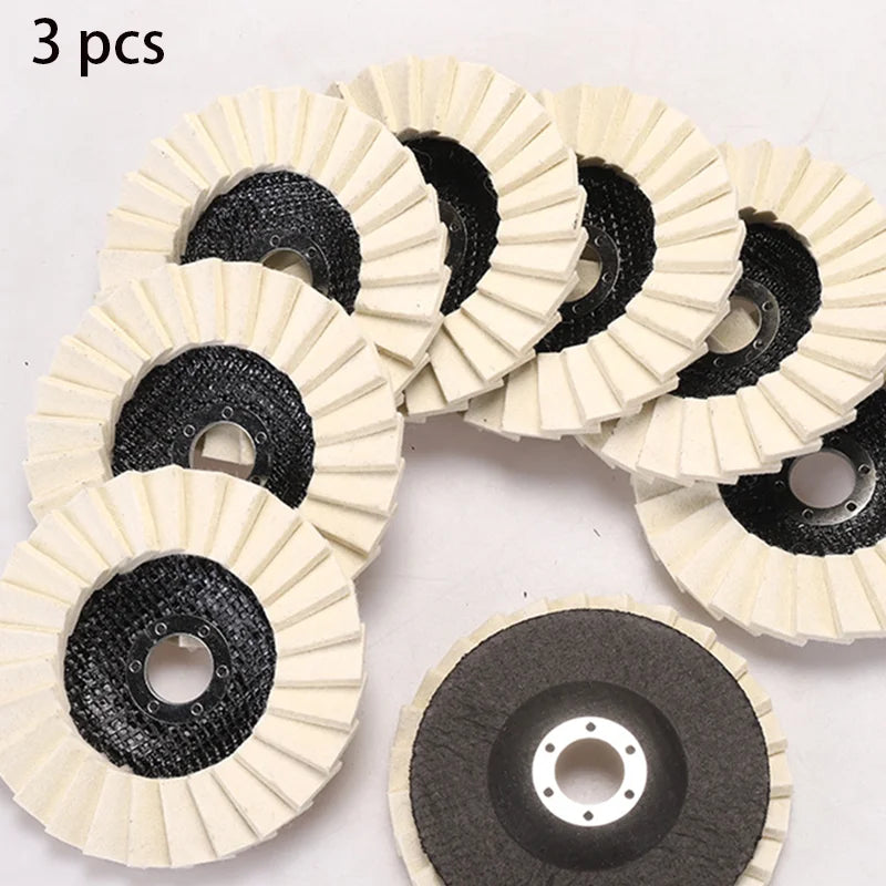 3Pcs Wool Wheel Polishing Disc for Louvered Surfaces, Mirror Polishing, and 115-Type Angle Grinder Polishing Pads