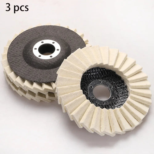 3Pcs Wool Wheel Polishing Disc for Louvered Surfaces, Mirror Polishing, and 115-Type Angle Grinder Polishing Pads