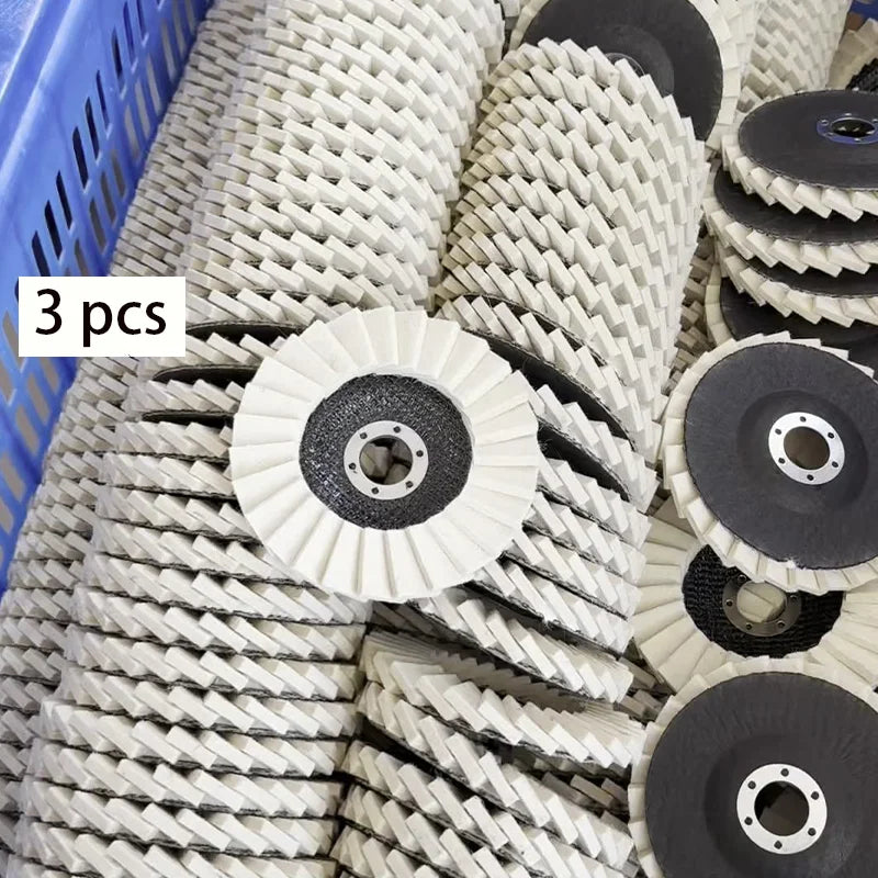 3Pcs Wool Wheel Polishing Disc for Louvered Surfaces, Mirror Polishing, and 115-Type Angle Grinder Polishing Pads