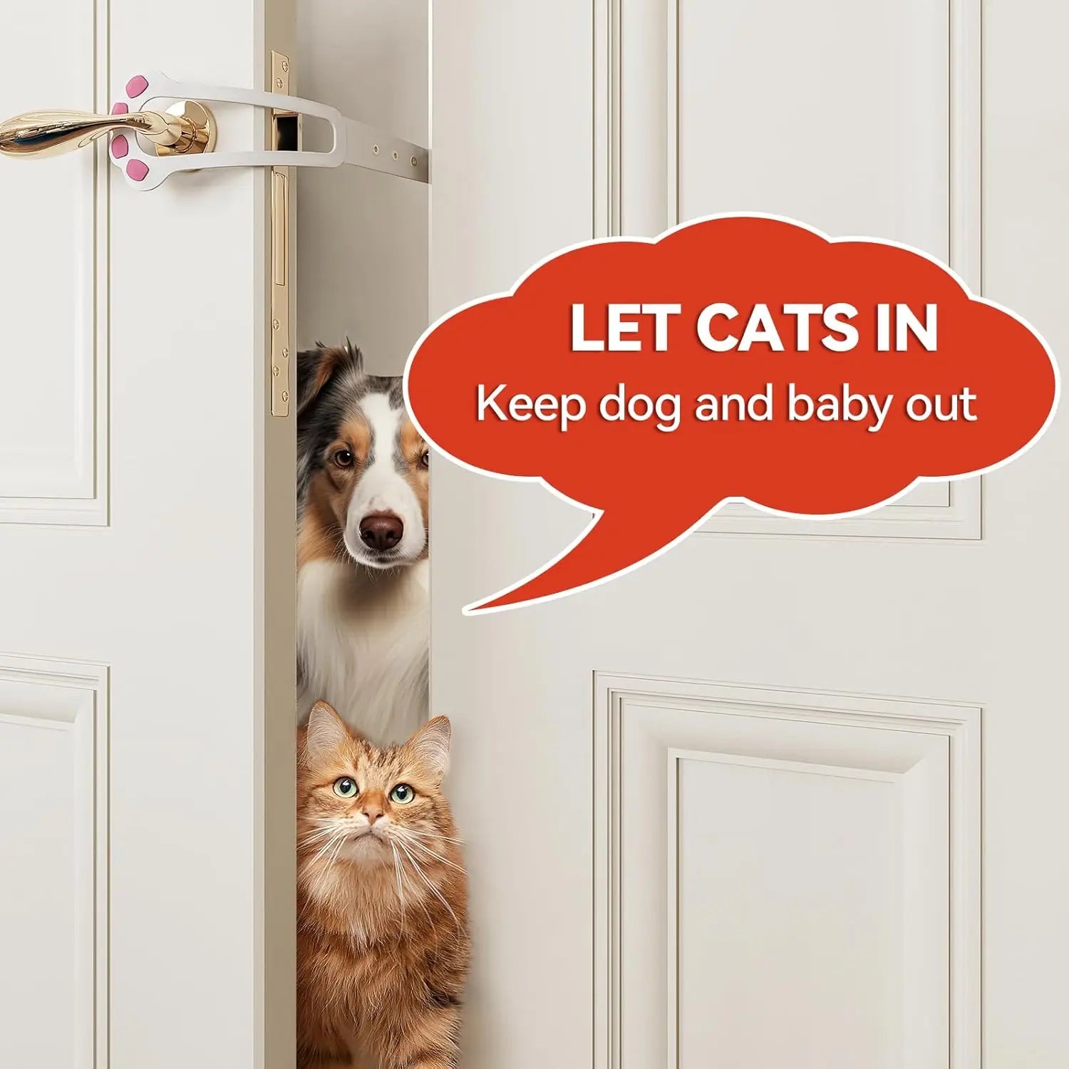 Cat Door Holder Latch Adjustable Dog Door Stopper Elastic Gate Lock Flex Latch Strap Keep Dog Out from Entering Pet Gate Supply